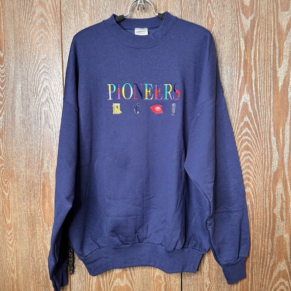Pioneer Embroidered Unisex Pullover Sweater Adult XXL Navy Blue Shirt Telephones - Picture 1 of 6
